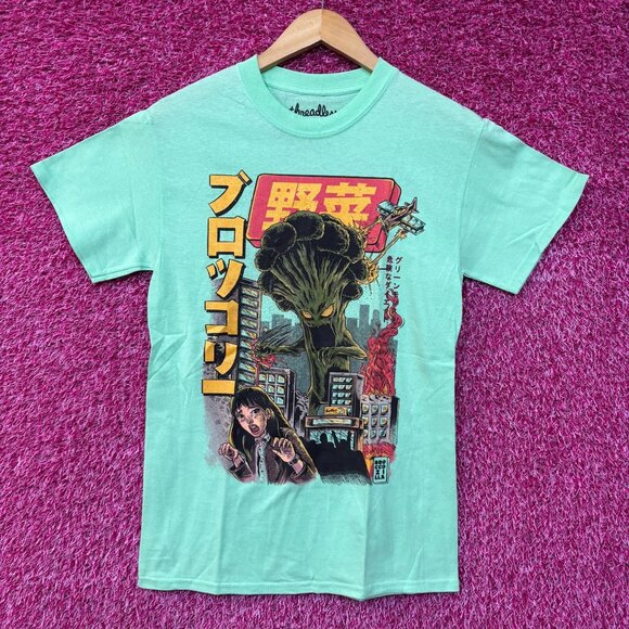 Threadless The Broccozilla Kaiju Vegetable Mint Green T-Shirt Small - Picture 1 of 4